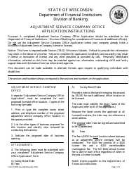 Document preview: Form LFS205 Adjustment Service Company Office Application - Wisconsin
