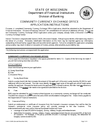 Form LFS505 Community Currency Exchange Office Application - Wisconsin