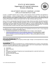 Form LFS200 Adjustment Service Company License Application - Wisconsin