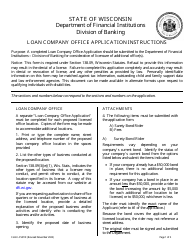 Form LFS310 Loan Company Office Application - Wisconsin