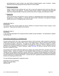 Form LFS600 Insurance Premium Finance Company License Application - Wisconsin, Page 3