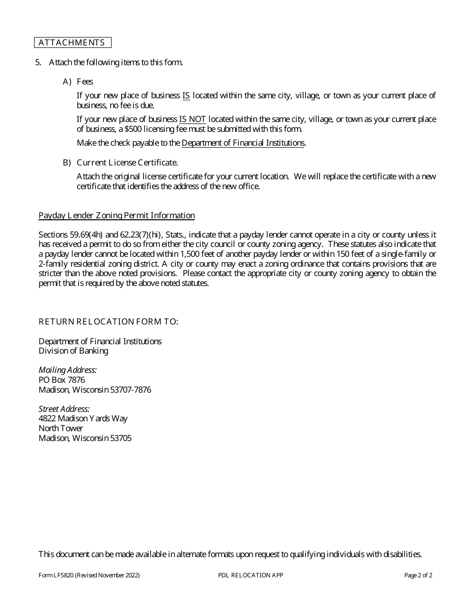 Form LFS820 - Fill Out, Sign Online and Download Fillable PDF ...