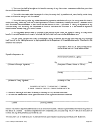 Form LFS430 Collection Agency Bond - Wisconsin, Page 2