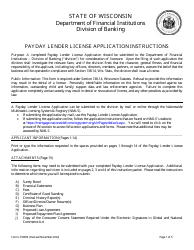 Document preview: Form LFS800 Payday Lender License Application - Wisconsin