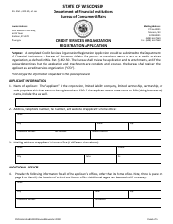 Form BCA300 Credit Services Organization Registration Application - Wisconsin