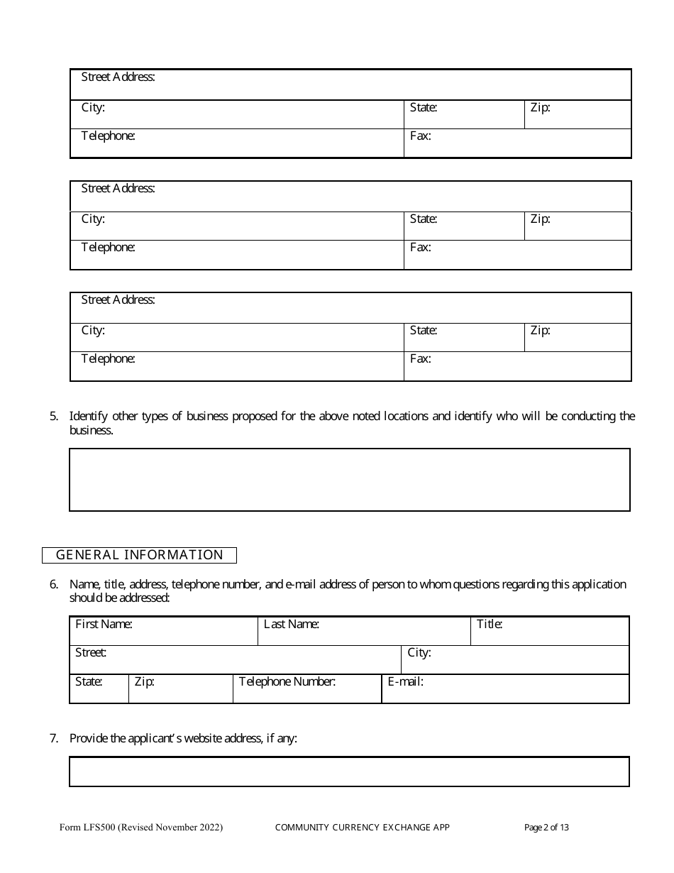 Form LFS500 Community Currency Exchange License Application - Wisconsin, Page 6