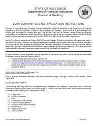 Document preview: Form LFS300 Loan Company License Application - Wisconsin