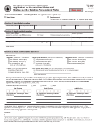Form TC-817 Application for Personalized Plates and Replacement of Existing Personalized Plates - Utah