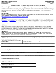 Document preview: Form F-04002 School Report to Local Health Department - Wisconsin