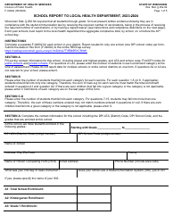 Form F-04002 School Report to Local Health Department - Wisconsin