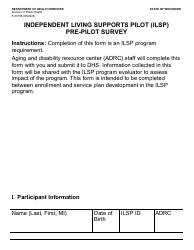 Form F-03158LP Independent Living Supports Pilot (Ilsp) Pre-pilot Survey - Large Print - Wisconsin