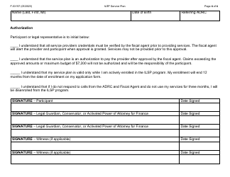 Form F-03157 Independent Living Supports Pilot (Ilsp) Service Plan - Wisconsin, Page 4