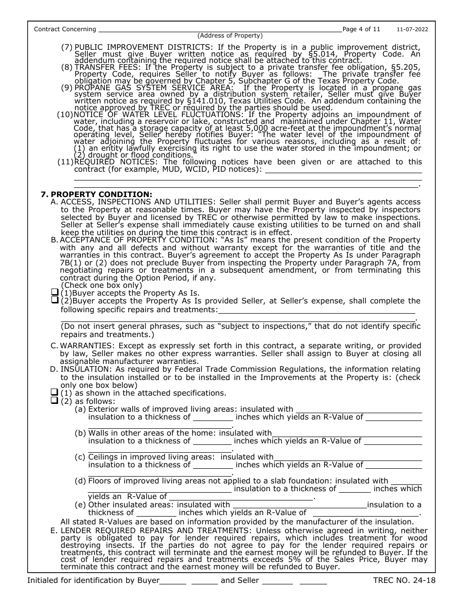 TREC Form 24-18 - Fill Out, Sign Online and Download Fillable PDF ...