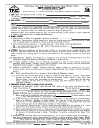 Document preview: TREC Form 24-18 New Home Contract - Texas