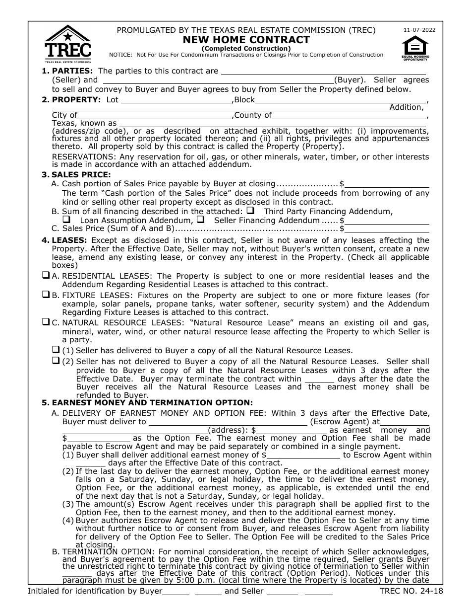 TREC Form 2418 Fill Out, Sign Online and Download Fillable PDF