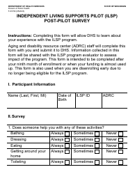 Document preview: Form F-03159LP Independent Living Supports Pilot (Ilsp) Post-pilot Survey (Large Print) - Wisconsin