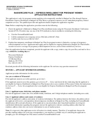 Instructions for Form F-10081 Badgercare Plus - Express Enrollment for Pregnant Women Application - Wisconsin