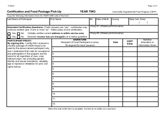 Form F-40041 Certification and Food Package Pick-Up - Wisconsin, Page 2