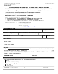 Document preview: Form F-62586 Challenge Exam Application for Nurse Aide/Medication Aide - Wisconsin