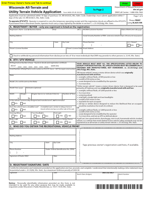 Form 9400-376  Printable Pdf