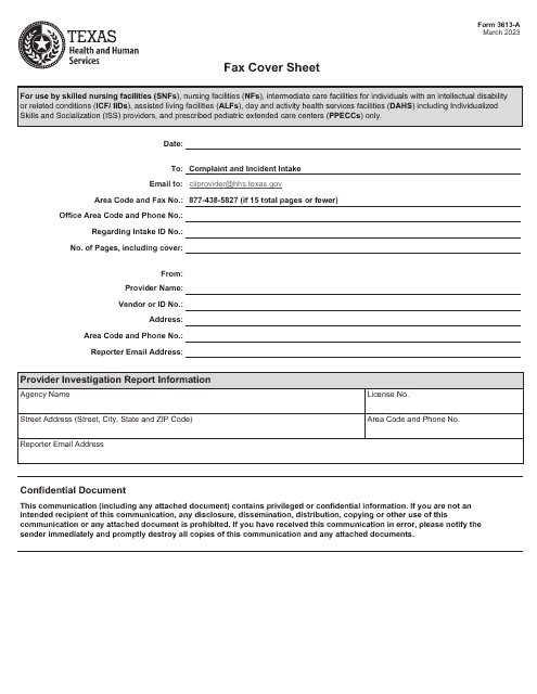 Form 3613-A  Printable Pdf