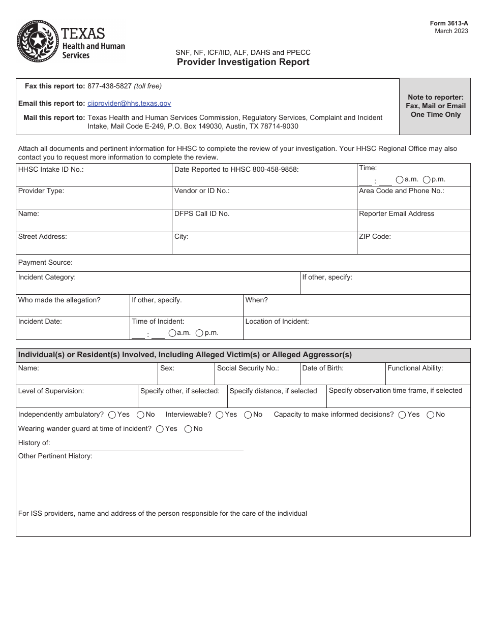 Form 3613-A Download Fillable PDF or Fill Online Snf, Nf, Icf/Iid, Alf ...