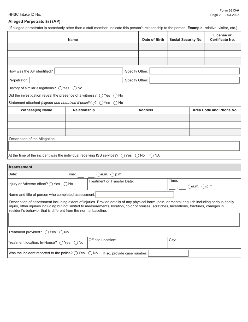 Form 3613-A Download Fillable PDF or Fill Online Snf, Nf, Icf/Iid, Alf ...