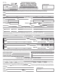 Form DMV-1-TR Application for Certificate of Title - West Virginia