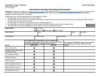 Document preview: Form F-03151 AIDS Service Organization Designation Request - Wisconsin