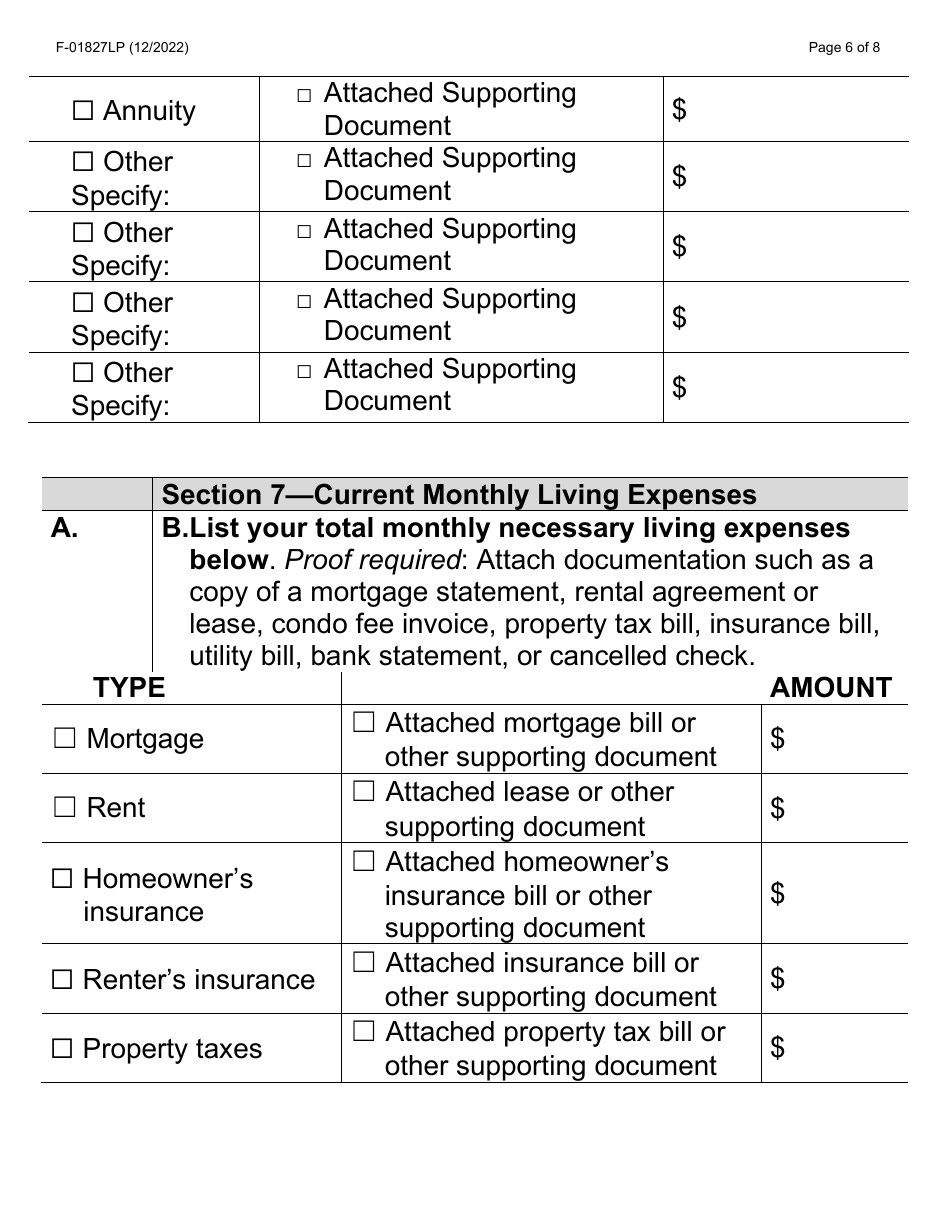 Form F-01827LP Application for Reduction of Cost Share - Large Print - Wisconsin, Page 6