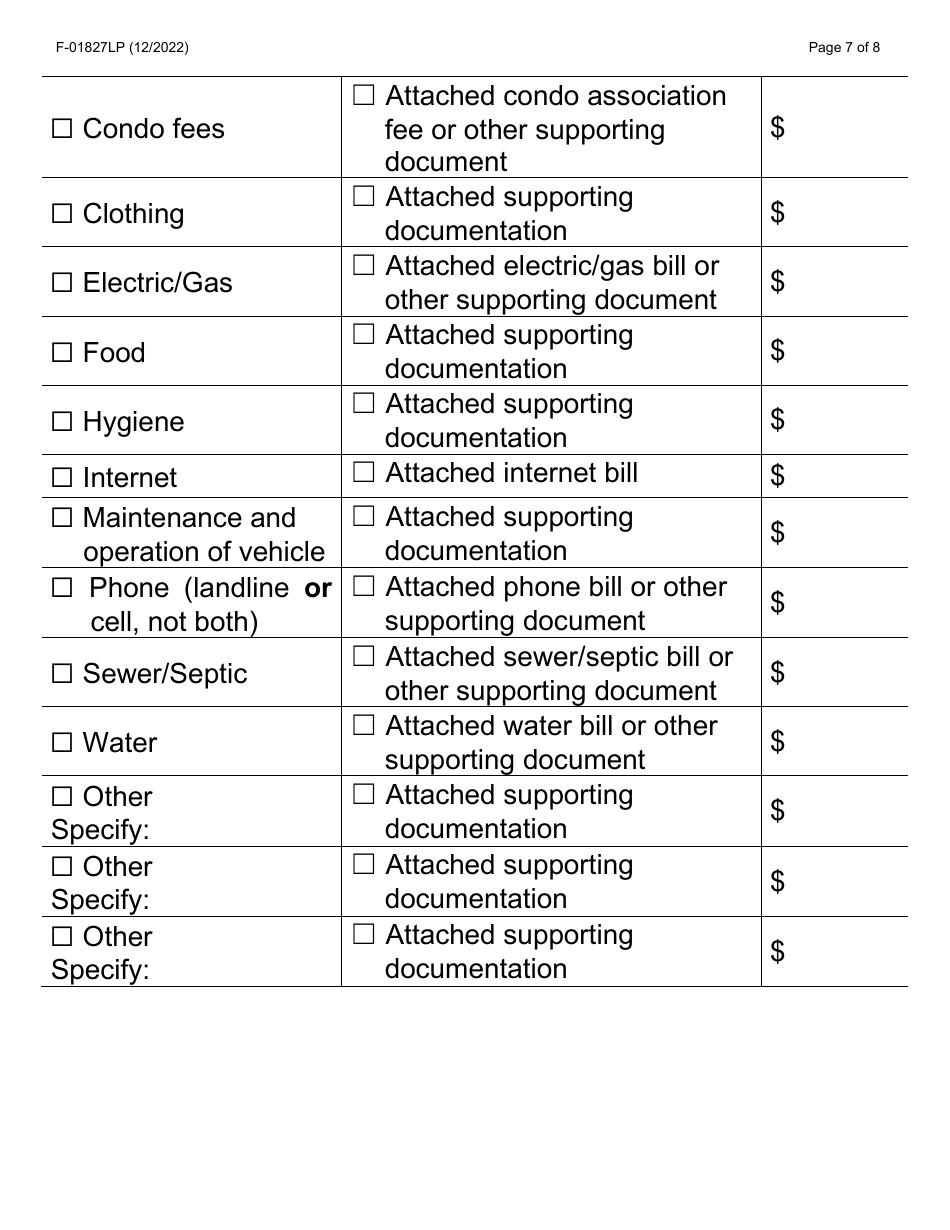 Form F-01827LP Application for Reduction of Cost Share - Large Print - Wisconsin, Page 7