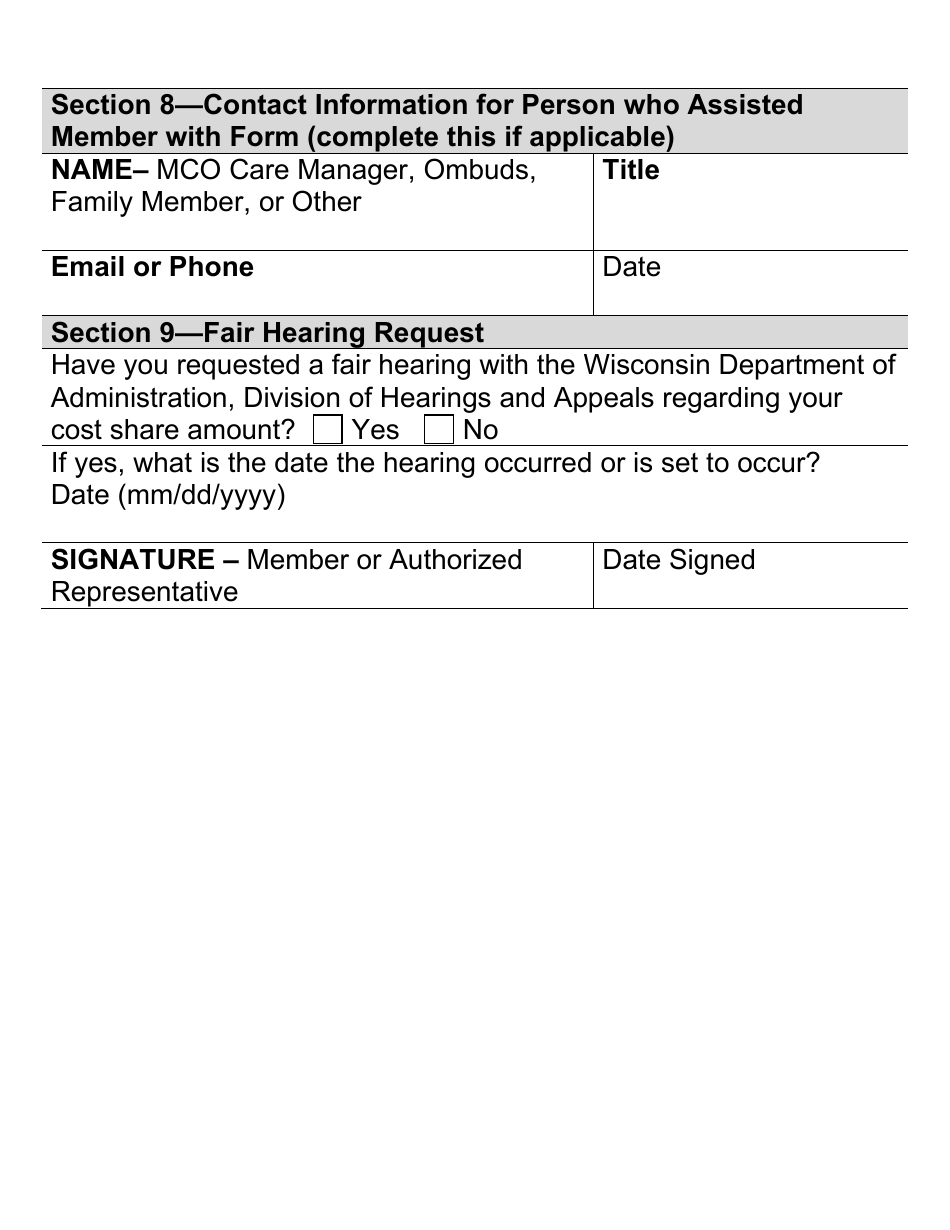 Form F-01827LP Application for Reduction of Cost Share - Large Print - Wisconsin, Page 8