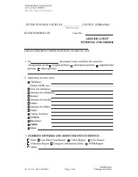 Form JC14:11.4 Adjudication Findings and Order - Nebraska
