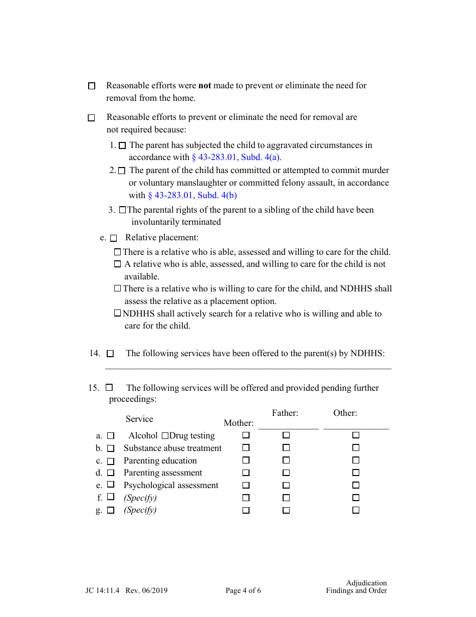 Form JC14:11.4 Adjudication Findings and Order - Nebraska, Page 4