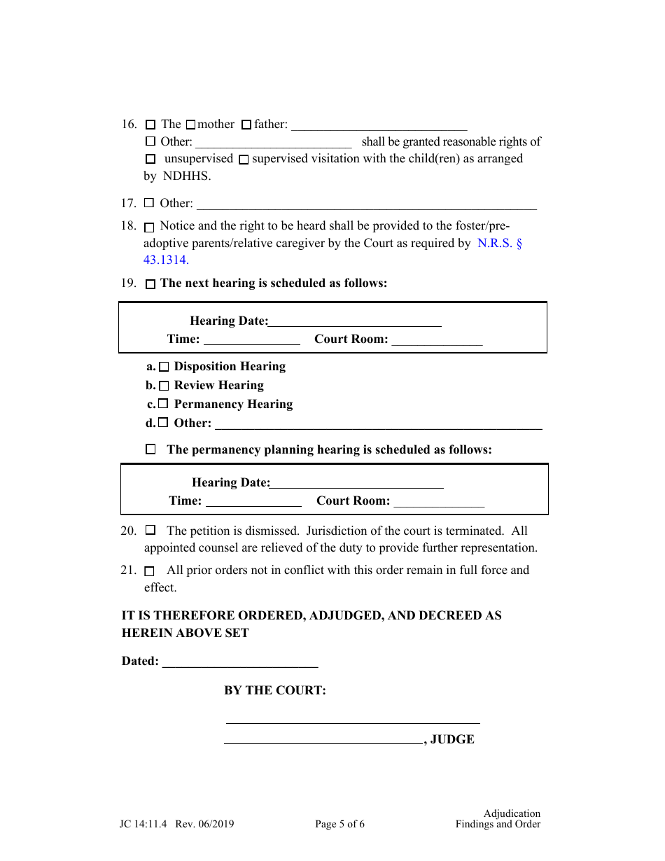 Form JC14:11.4 Adjudication Findings and Order - Nebraska, Page 5