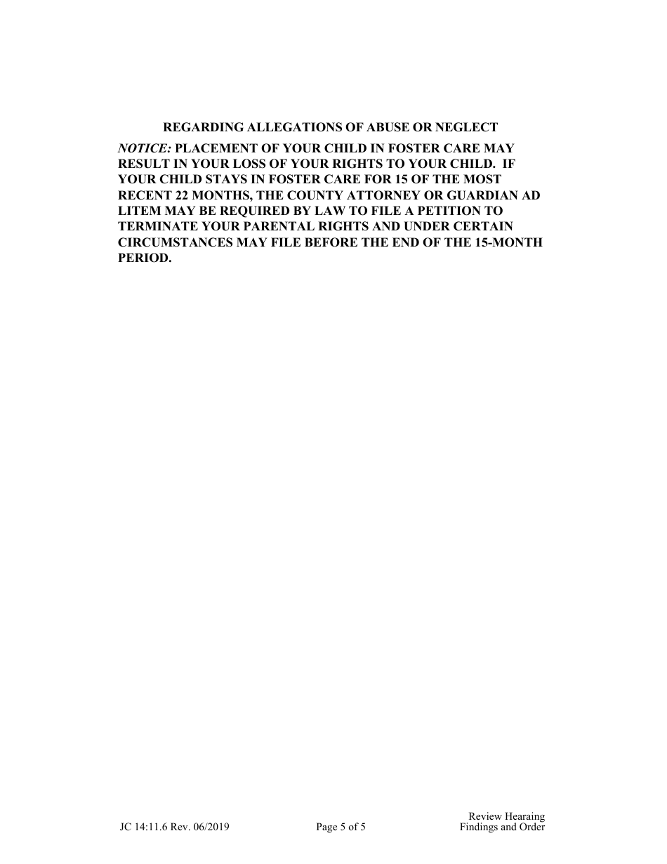 Form JC14:11.6 Review Hearing Findings and Order - Nebraska, Page 5