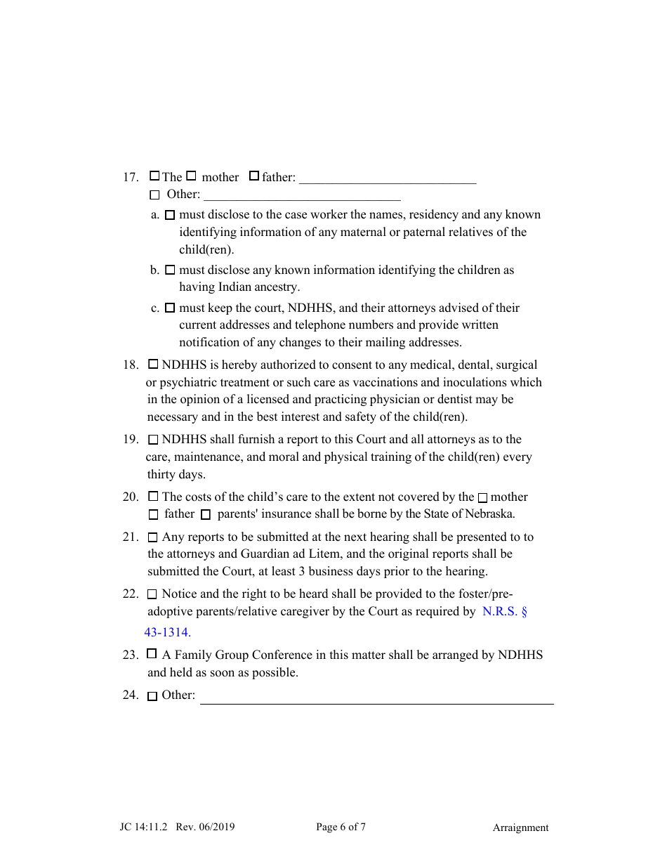 Form JC14:11.2 Arraignment - Nebraska, Page 6