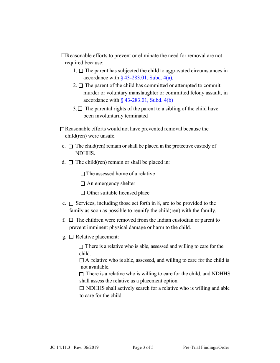 Form JC14:11.3 Pre-trial Findings / Order - Nebraska, Page 3