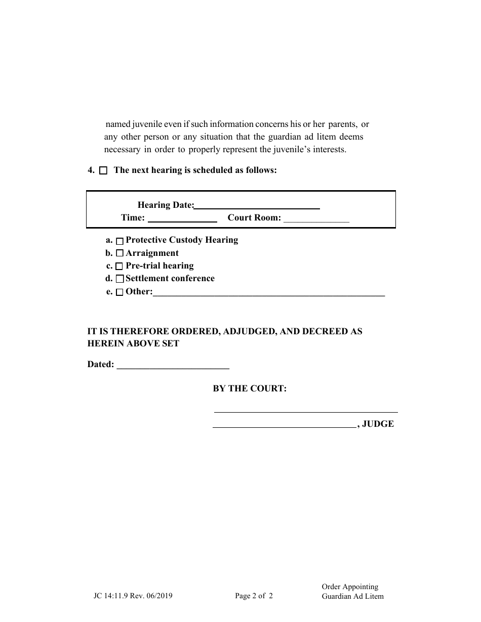 Form JC14:11.9 Order Appointing Guardian Ad Litem - Nebraska, Page 2