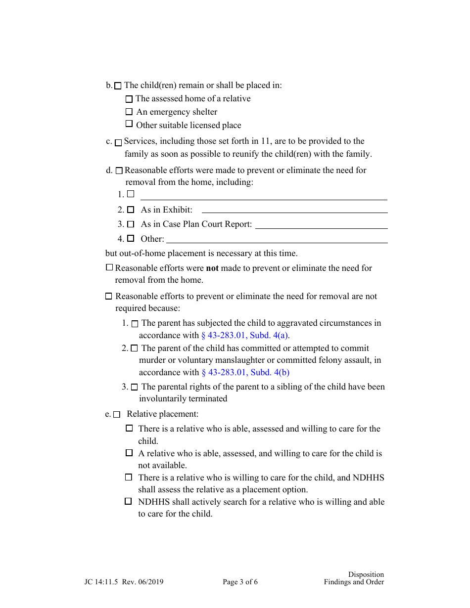 Form JC14:11.5 Disposition Findings and Order - Nebraska, Page 3