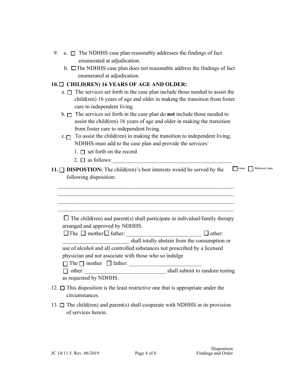 Form JC14:11.5 Disposition Findings and Order - Nebraska, Page 4