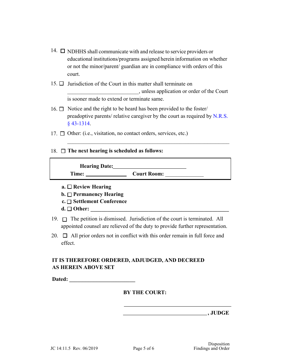 Form JC14:11.5 Disposition Findings and Order - Nebraska, Page 5