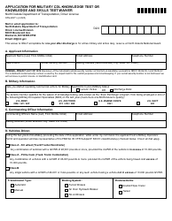 Document preview: Form SFN60071 Application for Military Cdl Knowledge Test or Knowledge and Skills Test Waiver - North Dakota