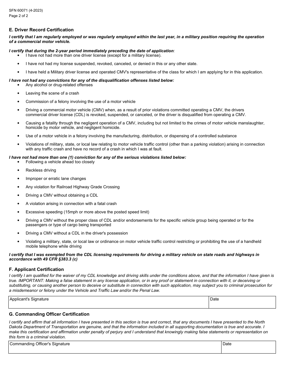 Form SFN60071 Download Fillable PDF or Fill Online Application for ...