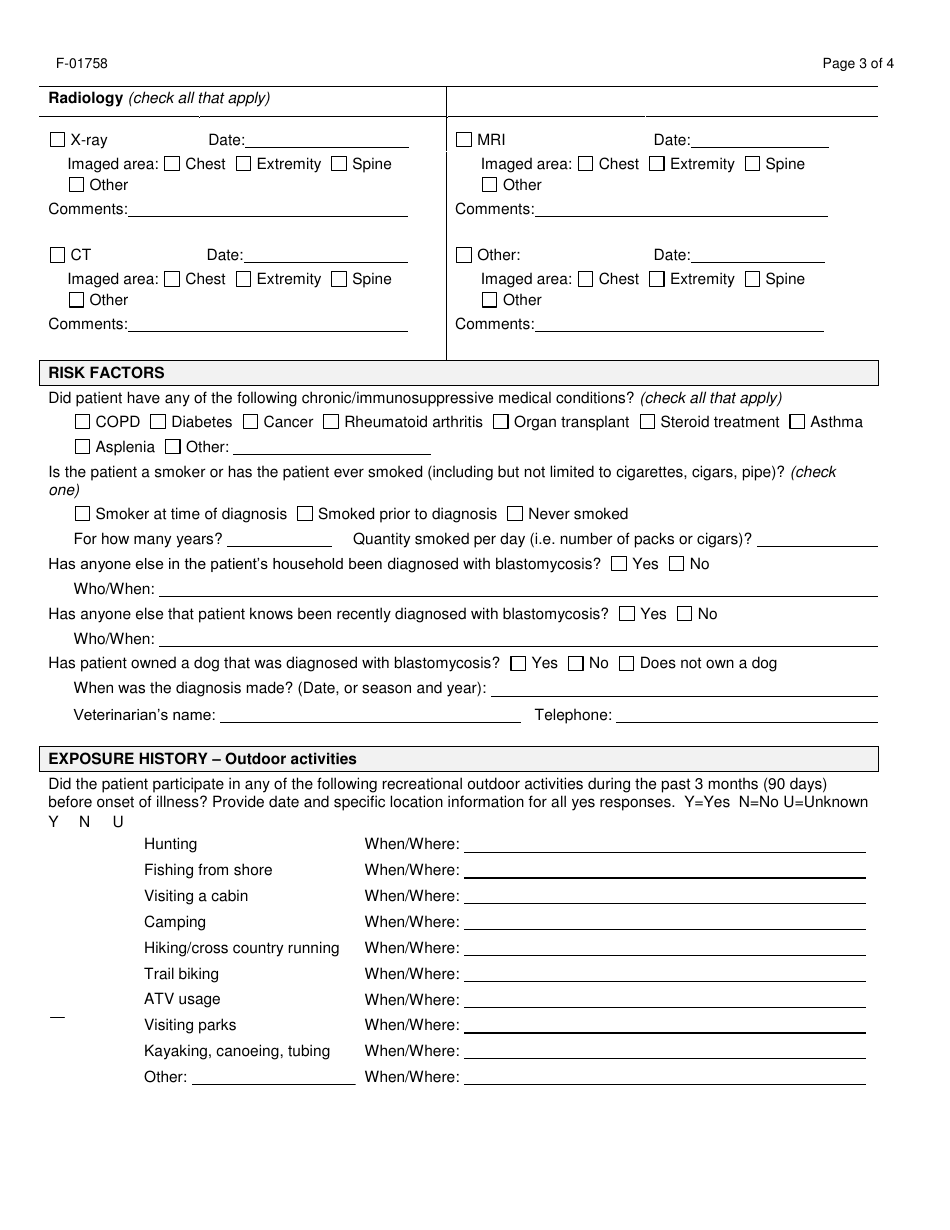 Form F-01758 Blastomycosis Case Worksheet - Wisconsin, Page 3