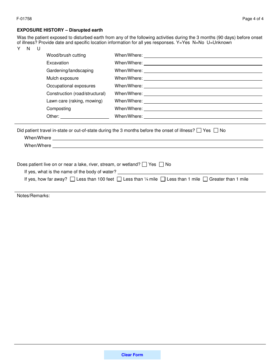 Form F-01758 Blastomycosis Case Worksheet - Wisconsin, Page 4