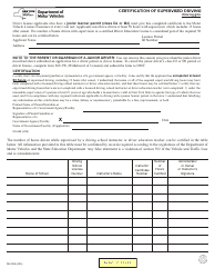 Document preview: Form MV-262 Certification of Supervised Driving - New York