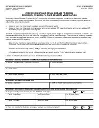Document preview: Form F-01143 Wisconsin Chronic Renal Disease Program Residency and Health Care Benefits Verification - Wisconsin