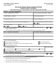 Document preview: Form F-01189 Financial Need Statement - Wisconsin Chronic Renal Disease Program - Wisconsin