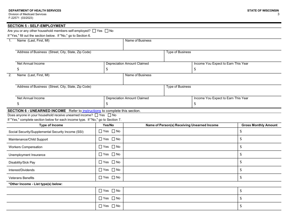 Form F-22571 Caretaker Supplement Application - Wisconsin, Page 3